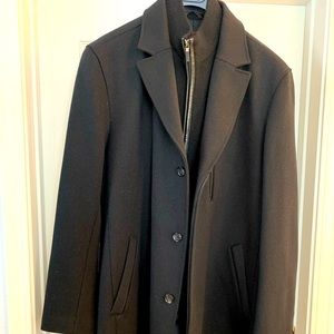 Cole Haan Overcoat with zip collar lining, Black XL